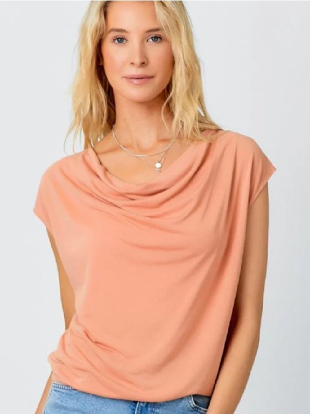 NWT Mystree Bella Cowl Neck Top in Coral